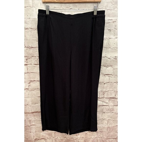J Jill Petite S Black 100% Rayon Cropped Wide Leg Pant Partial Elastic Waist NEW - Picture 1 of 3